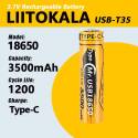 Акумулятор 18650 LiitoKala USB-18-T35 Type-C Button Top (3500mAh, 3.7V)